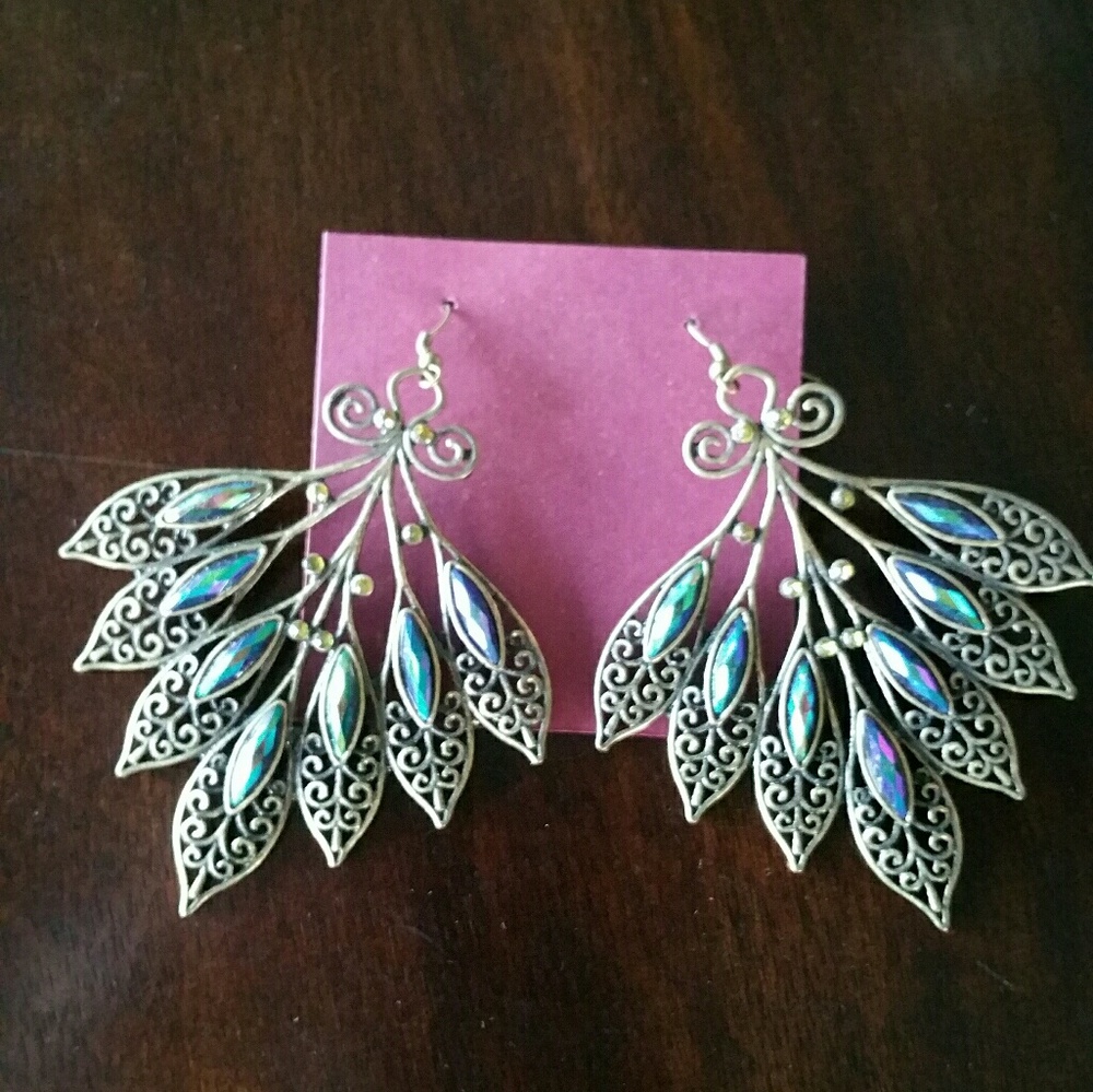 Gorgeous Multi-Hued Peacock Glass Earrings